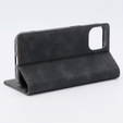 Case for iPhone 15, ERBORD Vintage, wallet with flap, black