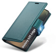 Case for Samsung Galaxy S25 Edge, ERBORD Glossy Litchi, wallet with flap, green