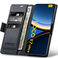 Etui do Xiaomi Poco F7 Ultra, ERBORD Glossy Litchi, portfel z klapką, czarne