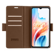 Case for Oppo A18 4G / A38 4G, ERBORD Glossy Litchi, wallet with flap, brown