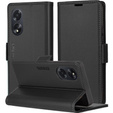 Case for Oppo A18 4G / A38 4G, ERBORD Glossy Litchi, wallet with flap, black