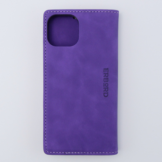 Etui do iPhone 15, ERBORD Vintage portfel z klapką, fioletowe