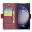 Case for Samsung Galaxy S24 Ultra, ERBORD Glossy Litchi, wallet with flap, red