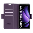 Case for Oppo Reno 13 Pro, ERBORD Glossy Litchi, wallet with flap, purple