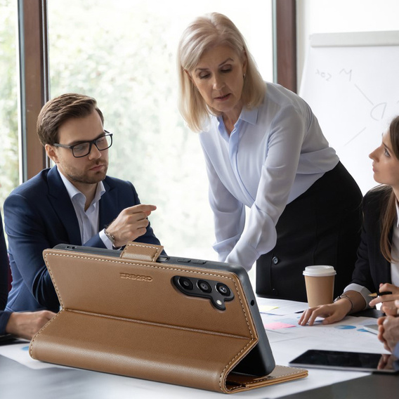 Etui do Samsung Galaxy A16 / A16 5G, ERBORD Glossy Litchi, portfel z klapką, brązowe