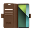Case for Xiaomi Redmi Note 13 Pro 5G, ERBORD Glossy Litchi, wallet with flap, brown