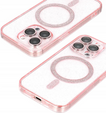 Etui do iPhone 16 Pro, ERBORD Glitter MagSafe, różowe + Szkło na ekran