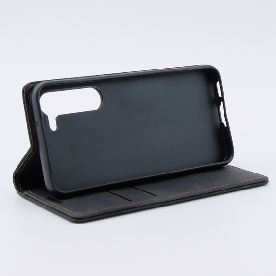 Case for Samsung Galaxy S23, ERBORD Vintage, wallet with flap, black