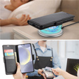 Case for Samsung Galaxy S24, ERBORD Glossy Litchi, wallet with flap, black