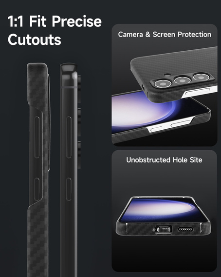 Case for Samsung Galaxy S24, ERBORD Full Kevlar, for MagSafe, black
