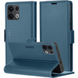 Case for Oppo Reno 13 Pro, ERBORD Glossy Litchi, wallet with flap, blue