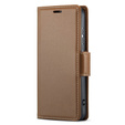 Case for Samsung Galaxy A55, ERBORD Glossy Litchi, wallet with flap, brown