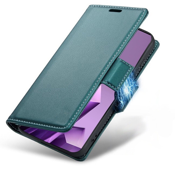 Case for Infinix Note 50 Pro+, ERBORD Glossy Litchi, wallet with flap, green