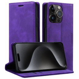Case for iPhone 15 Pro Max, ERBORD Vintage, wallet with flap, purple