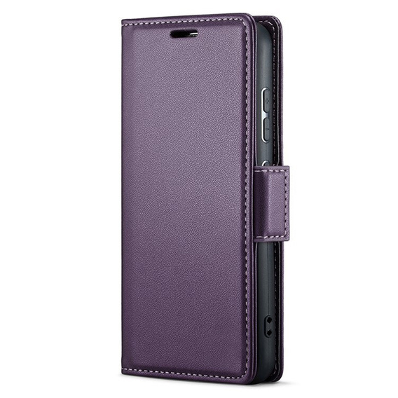 Case for Xiaomi Redmi Note 13 Pro 5G, ERBORD Glossy Litchi, wallet with flap, purple