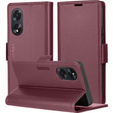 Case for Oppo A18 4G / A38 4G, ERBORD Glossy Litchi, wallet with flap, red