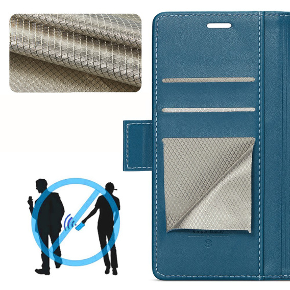 Case for Xiaomi 14T Pro, ERBORD Glossy Litchi, wallet with flap, blue