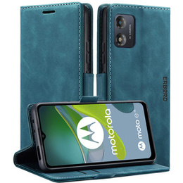 Case for Motorola Moto E13 4G, ERBORD Vintage, wallet with flap, blue