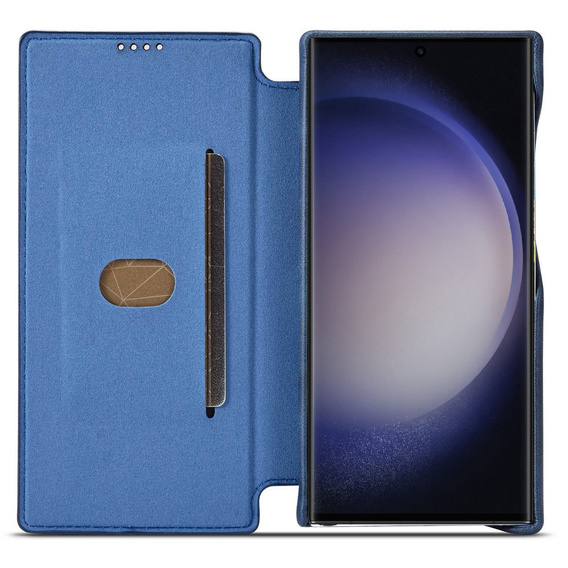 Etui z klapką do Samsung Galaxy S23 Ultra, ERBORD Retro, niebieskie
