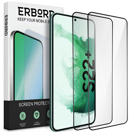 2x Szkło Hartowane do Samsung Galaxy S22+ Plus, ERBORD 3D pełne, szybka na cały ekran