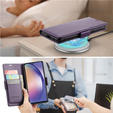 Case for Samsung Galaxy A55, ERBORD Glossy Litchi, wallet with flap, purple