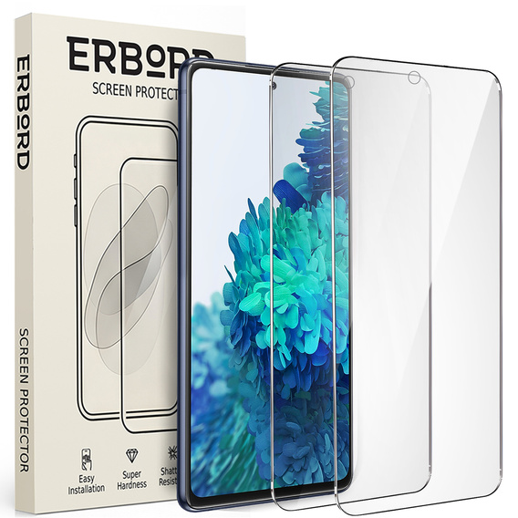 2x Tempered Glass for Samsung Galaxy S20 FE, ERBORD 9H Hard Glass for phone screen