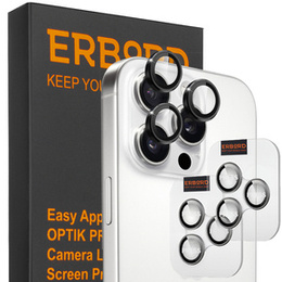 2x Szkło na aparat ERBORD OPTIK Pro do iPhone 16 Pro/16 Pro Max / 15 Pro/15 Pro Max/14 Pro/14 Pro Max, czarne