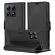 Case for Xiaomi 14T Pro, ERBORD Glossy Litchi, wallet with flap, black