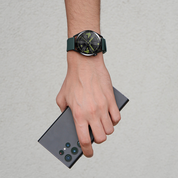 Pasek Silikonowy ERBORD Uniwersalny 22mm, Dual Color, Zielony / czarny / srebrna klamra