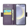Case for Samsung Galaxy S24, ERBORD Glossy Litchi, wallet with flap, purple