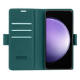 Case for Samsung Galaxy S23 FE, ERBORD Glossy Litchi, wallet with flap, green
