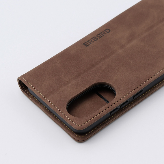 Etui do Oppo A78 4G, ERBORD Vintage portfel z klapką, kawowe