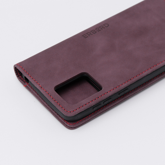 Etui do Motorola Moto E13 4G, ERBORD Vintage portfel z klapką, czerwone