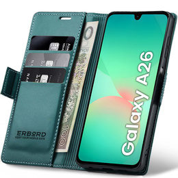 Etui do Samsung Galaxy A26 5G, ERBORD Glossy Litchi, portfel z klapką, zielone