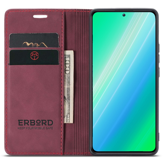 Case for Samsung Galaxy A54, ERBORD Vintage, wallet with flap, red