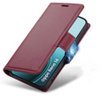 Case for Oppo Reno 14, ERBORD Glossy Litchi, wallet with flap, red