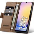 Case for Samsung Galaxy A25 5G, ERBORD Glossy Litchi, wallet with flap, brown