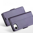 Case for Iphone 16E, ERBORD Glossy Litchi, wallet with flap, purple