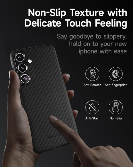 Case for Samsung Galaxy S24, ERBORD Full Kevlar, for MagSafe, black