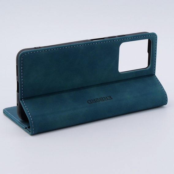Case for Xiaomi Redmi Note 12 4G, ERBORD Vintage, wallet with flap, blue