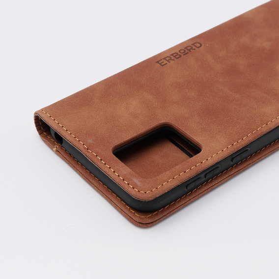 Etui do Motorola Moto E13 4G, ERBORD Vintage portfel z klapką, brązowe