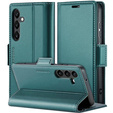 Case for Samsung Galaxy S23 FE, ERBORD Glossy Litchi, wallet with flap, green