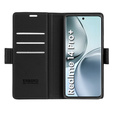 Case for Realme 14 Pro+ 5G, ERBORD Glossy Litchi, wallet with flap, black