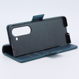 Case for Samsung Galaxy Z Fold 5 5G, ERBORD Glossy Litchi, wallet with flap, green