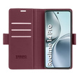 Case for Realme 14 Pro 5G, ERBORD Glossy Litchi, wallet with flap, red