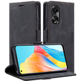Case for Oppo A78 4G, ERBORD Vintage, wallet with flap, black
