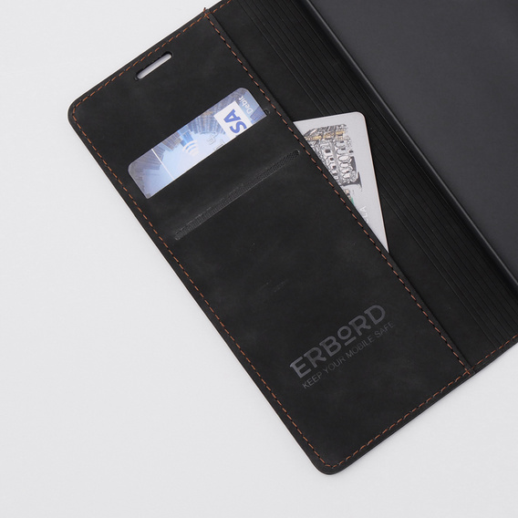 Etui do Motorola Moto G73, ERBORD Vintage portfel z klapką, czarne