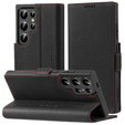 Leather case for Samsung Galaxy S25 Ultra, ERBORD LeatherWallet, black