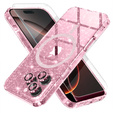 Case for iPhone 16 Pro Max, ERBORD Glitter MagSafe, pink + Screen Glass