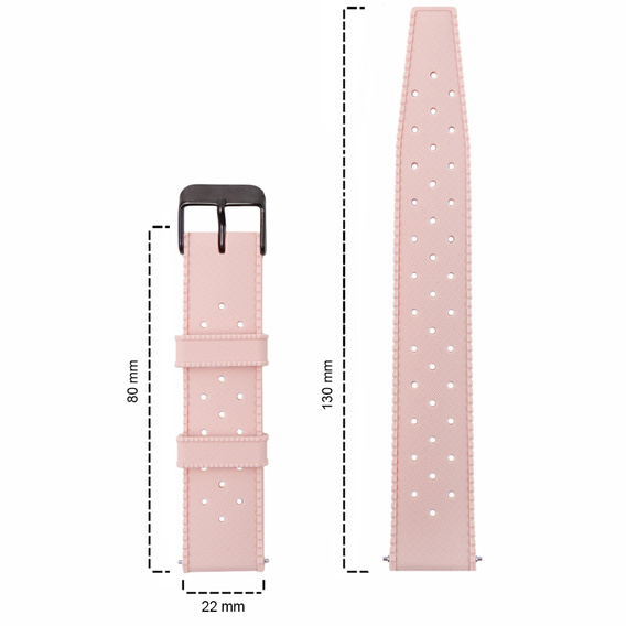 Pasek Silikonowy ERBORD Uniwersalny 22mm, Tropic, różowy / czarna klamra